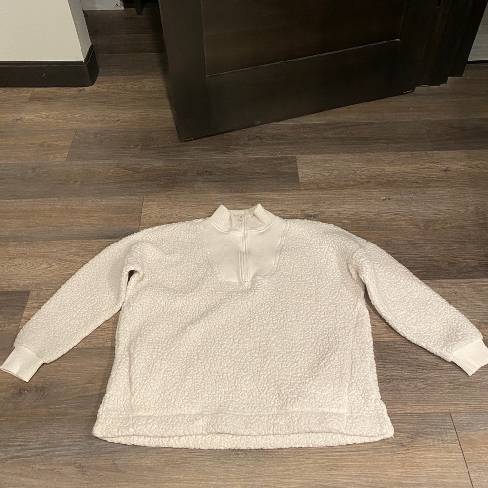 Cozy Cream Quarter-Zip Sherpa Sweater